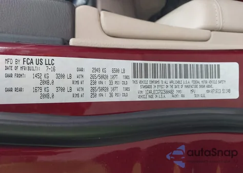 2016 Jeep Grand Cherokee Overland из США, поврежденный, VIN 1C4RJECG7GC500482